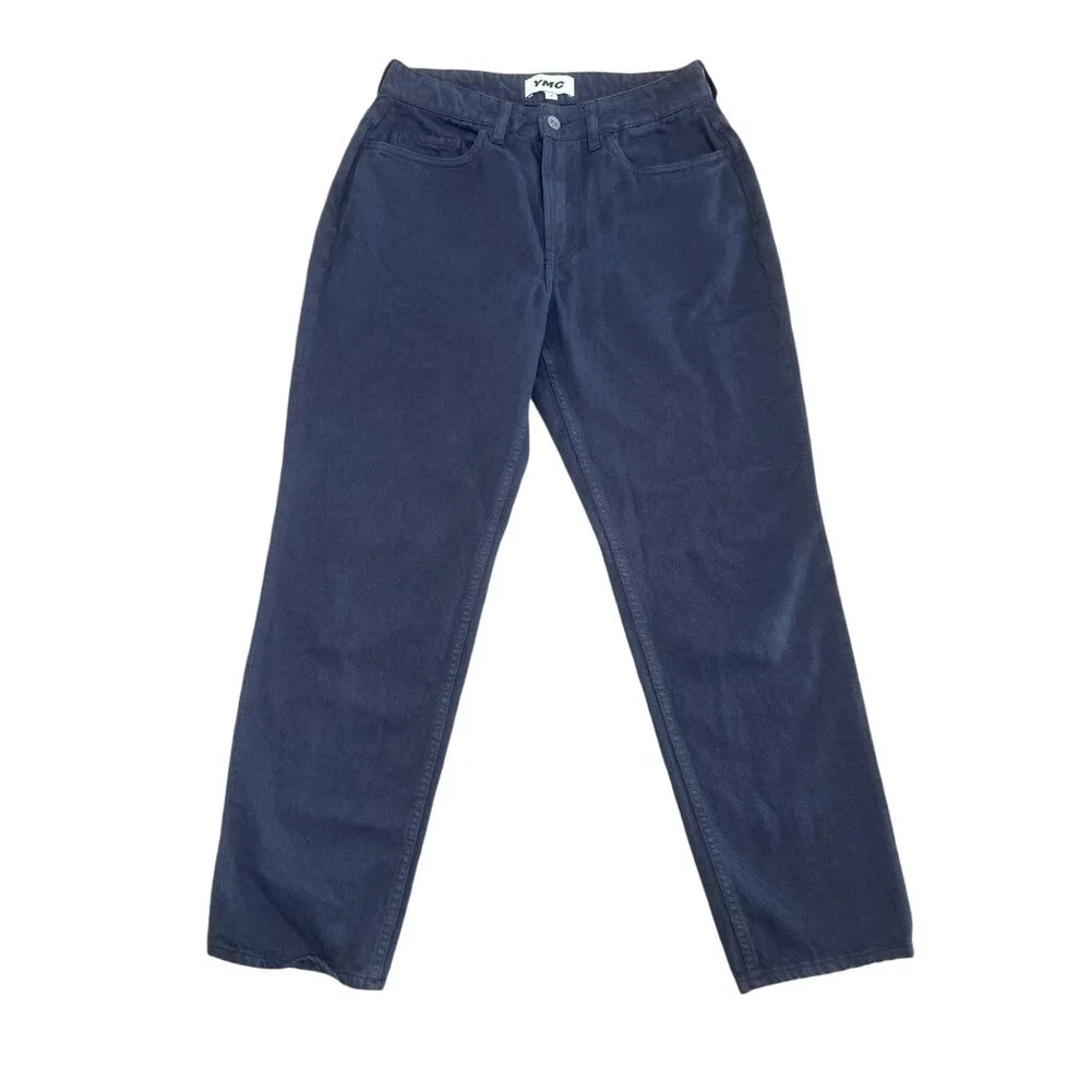 YMC Tearaway Jeans Men Small Navy Blue Cropped Tapered Relaxed Mid Rise Straight